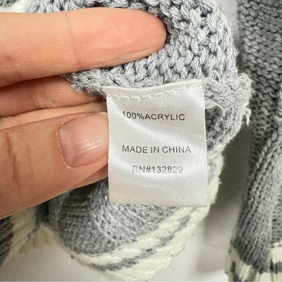 Revolve Superdown Grey Cable Knit Sweater Dress Womens M V Neck Preppy Academia - Picture 7 of 11